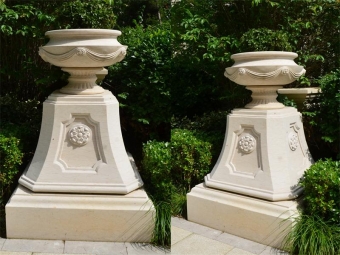 maceta tallada al aire libre de la decoración del jardín de la piedra del mármol del beige 