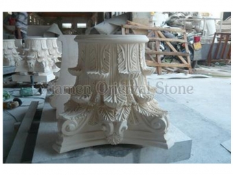 base de columna al aire libre de la escultura de piedra natural de mármol 